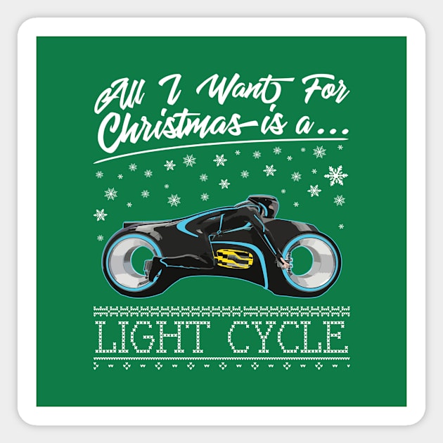 All I Want For Christmas Is A Light Cycle Tron Sticker by Rebus28